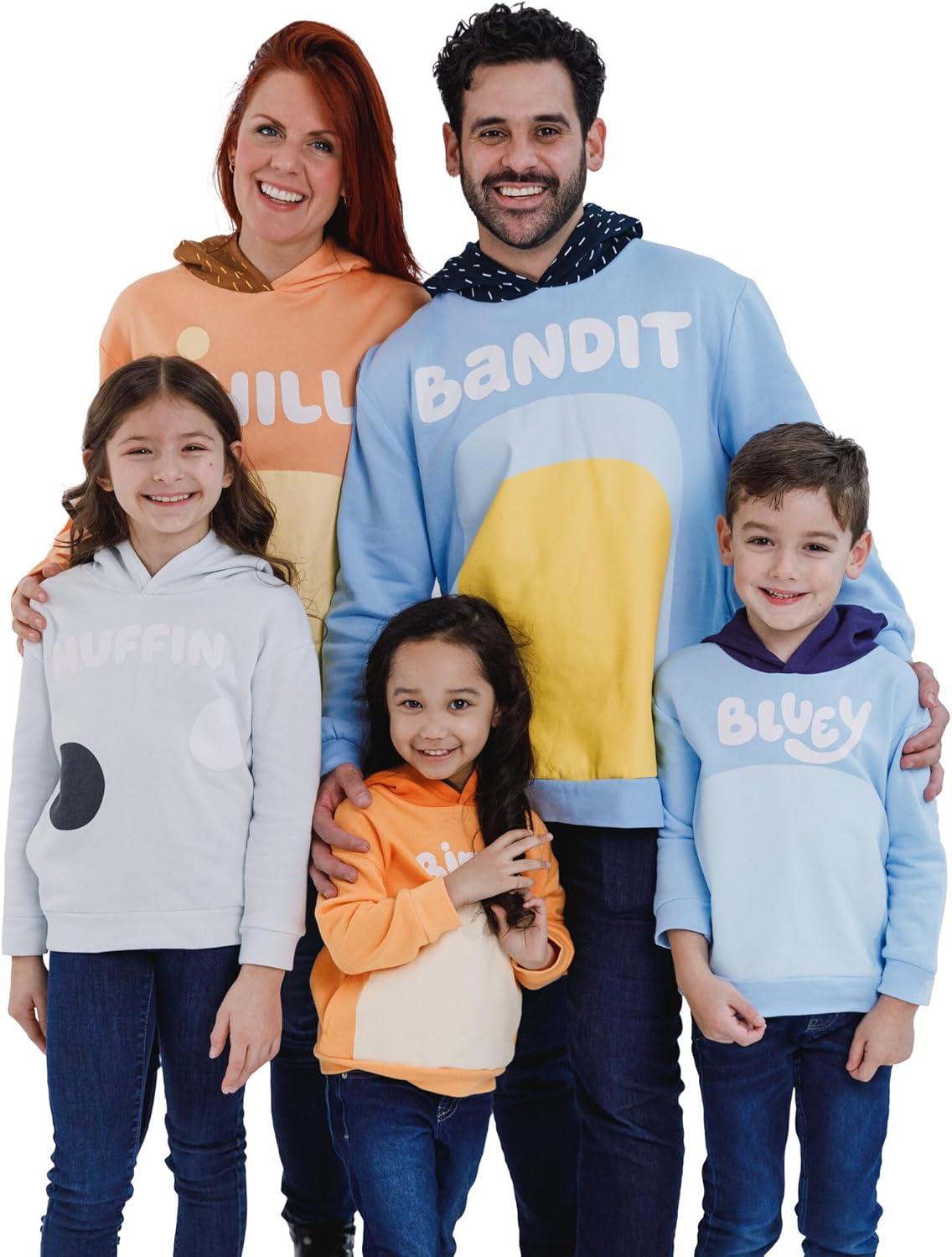imageBluey Bingo Dad Mom Fleece Matching Family Cosplay Pullover Hoodie Infant to Little KidOrange Chilli Mom