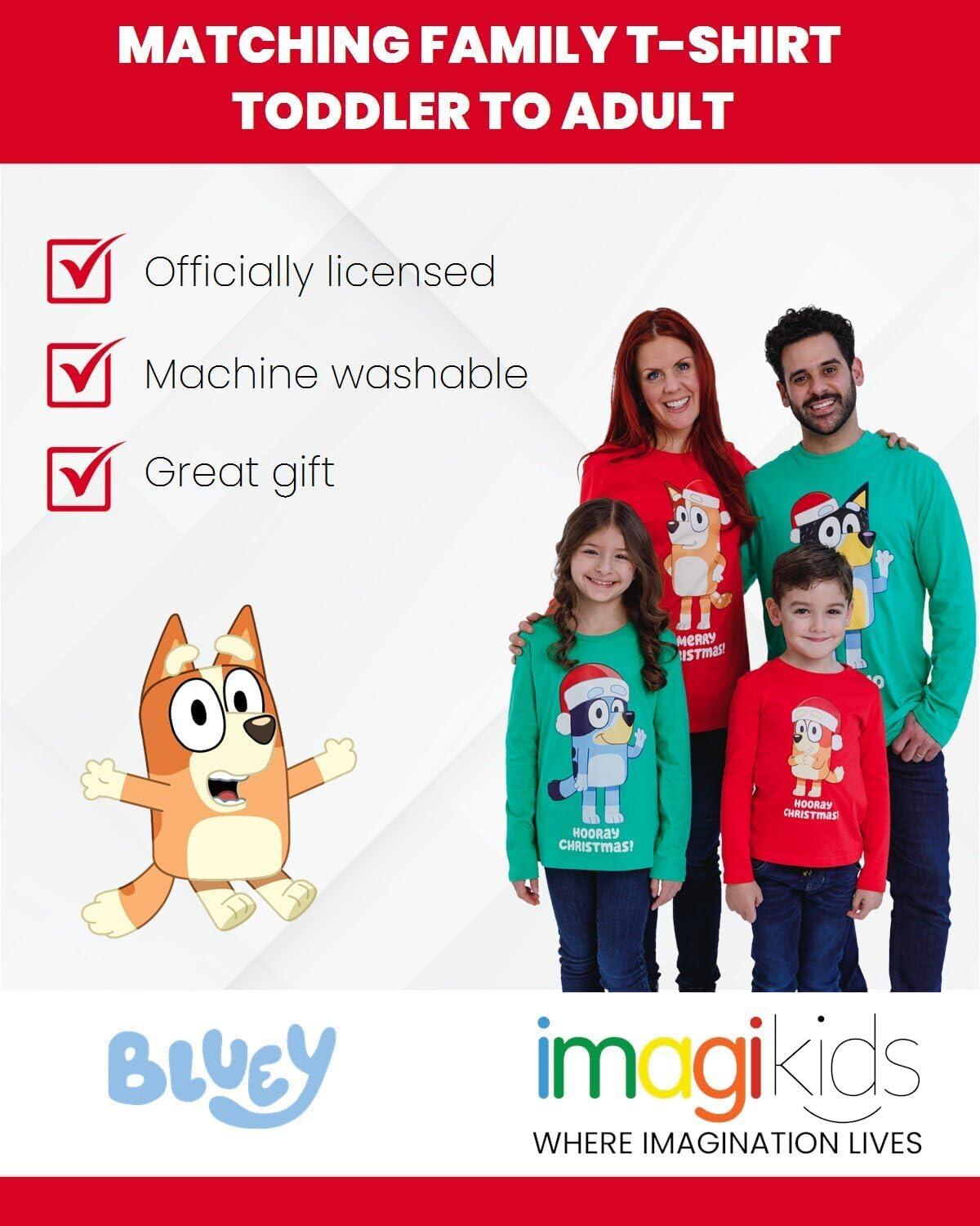imageBluey Christmas Matching Family Long Sleeve TShirt Toddler to AdultRed Bingo