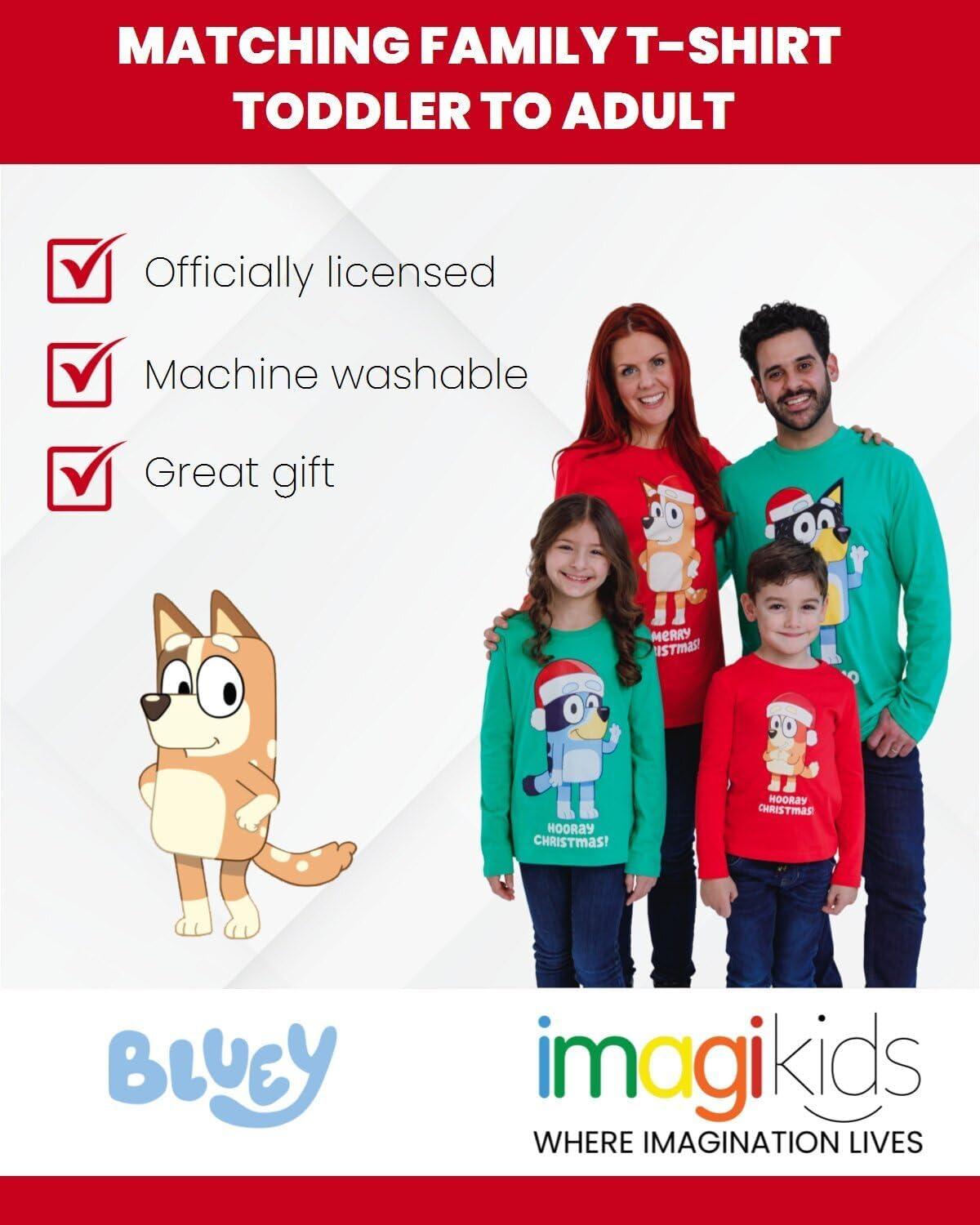 imageBluey Christmas Matching Family Long Sleeve TShirt Toddler to AdultRed Mom