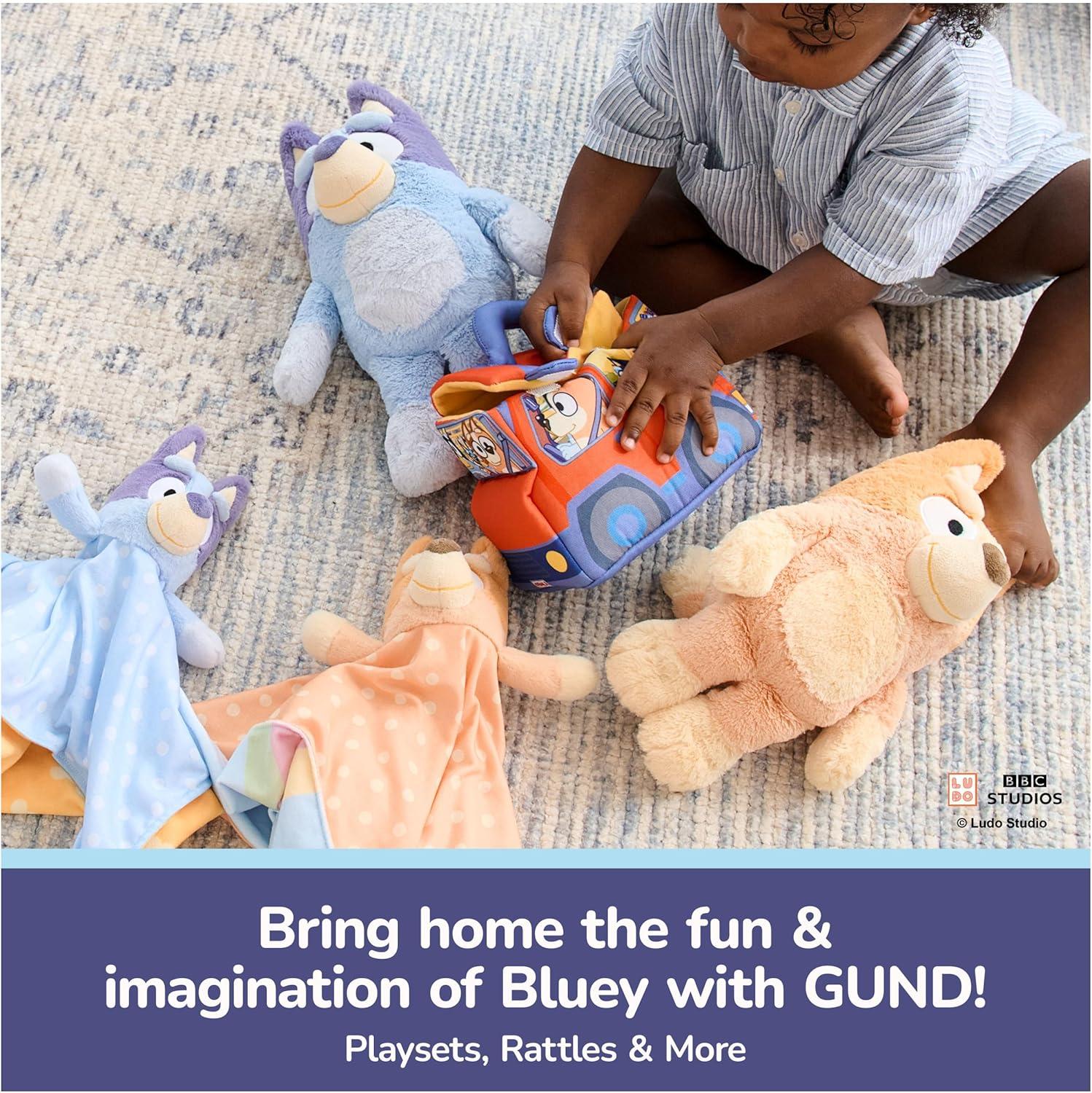 imageGUND Official Bingo Plush Ring Rattle Bluey Baby Rattle Sensory Toy for Babies Orange 6