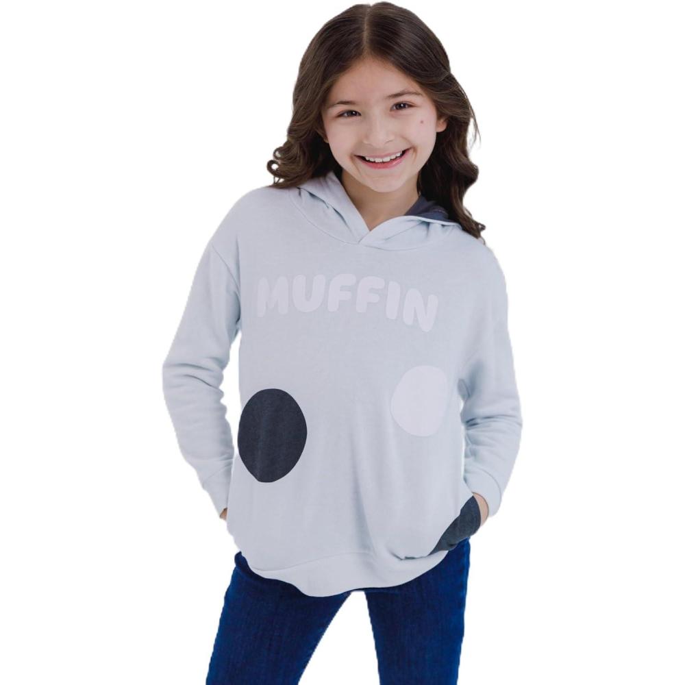 imageBluey Bingo Dad Mom Fleece Matching Family Cosplay Pullover Hoodie Infant to Little KidGray Muffin