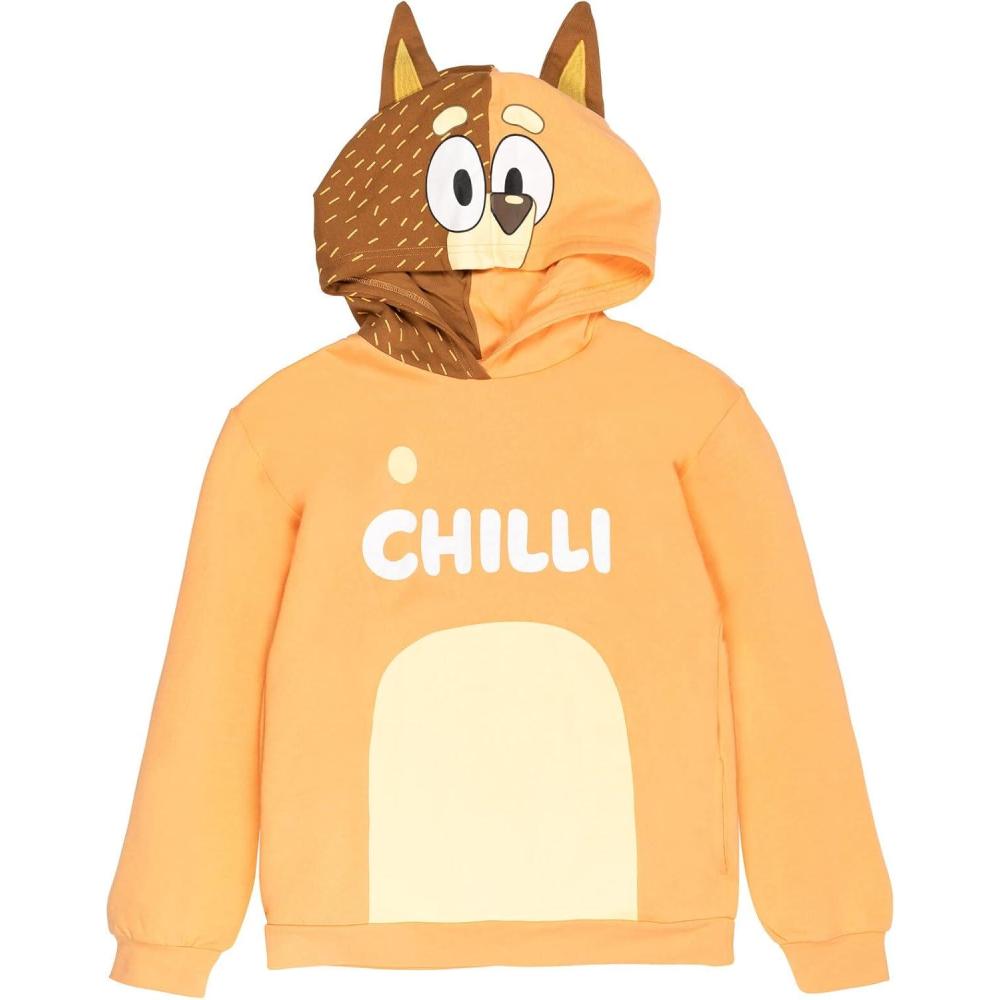 imageBluey Bingo Dad Mom Fleece Matching Family Cosplay Pullover Hoodie Infant to Little KidOrange Chilli Mom
