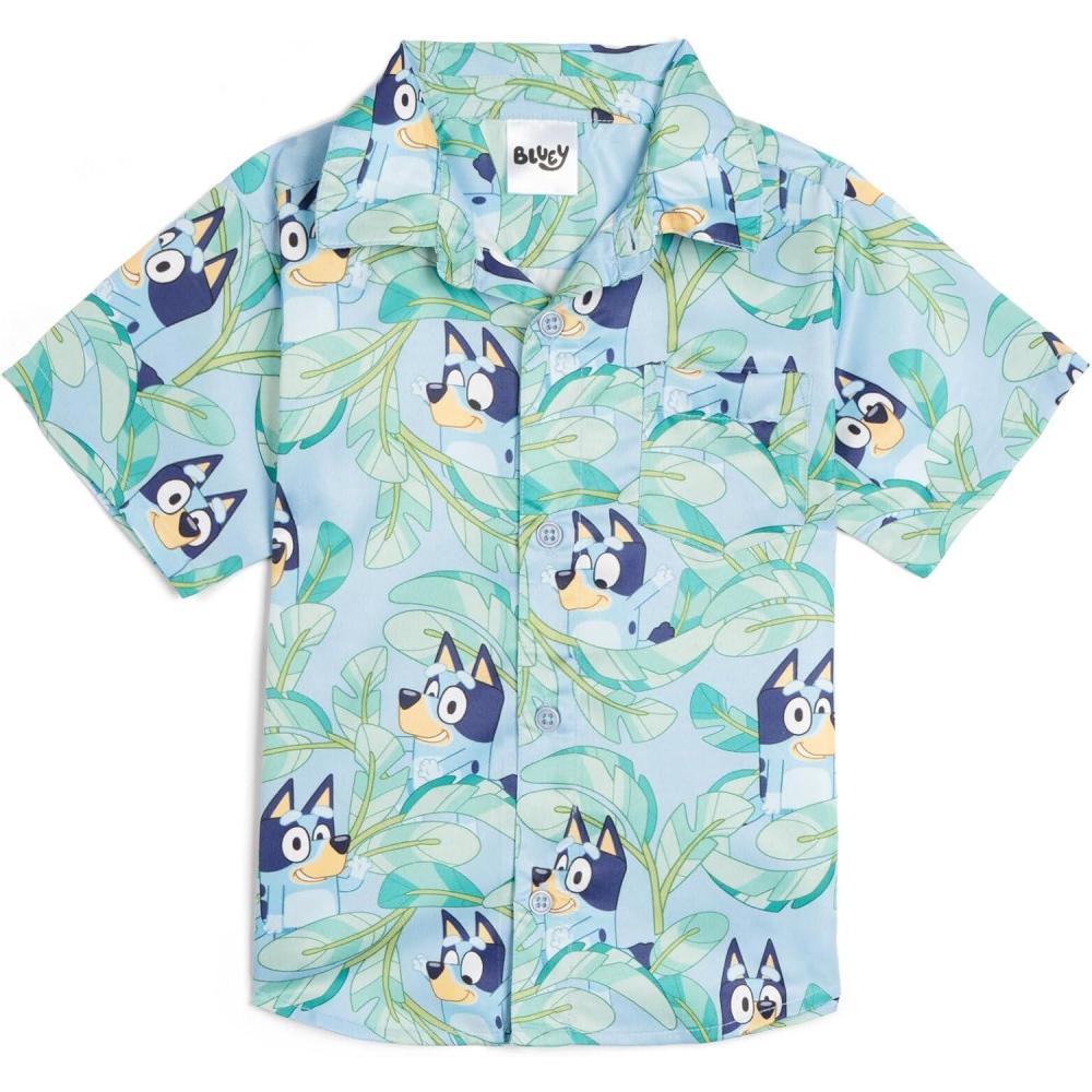imageBluey Bingo Hawaiian Button Down Dress Shirt Toddler to Big KidBluey  Tropical