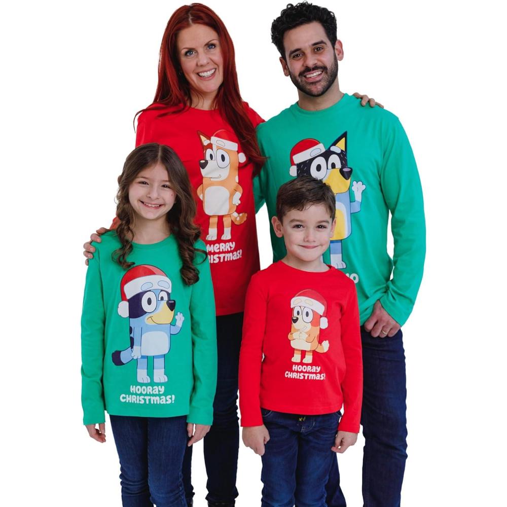 imageBluey Christmas Matching Family Long Sleeve TShirt Toddler to AdultGreen Bluey
