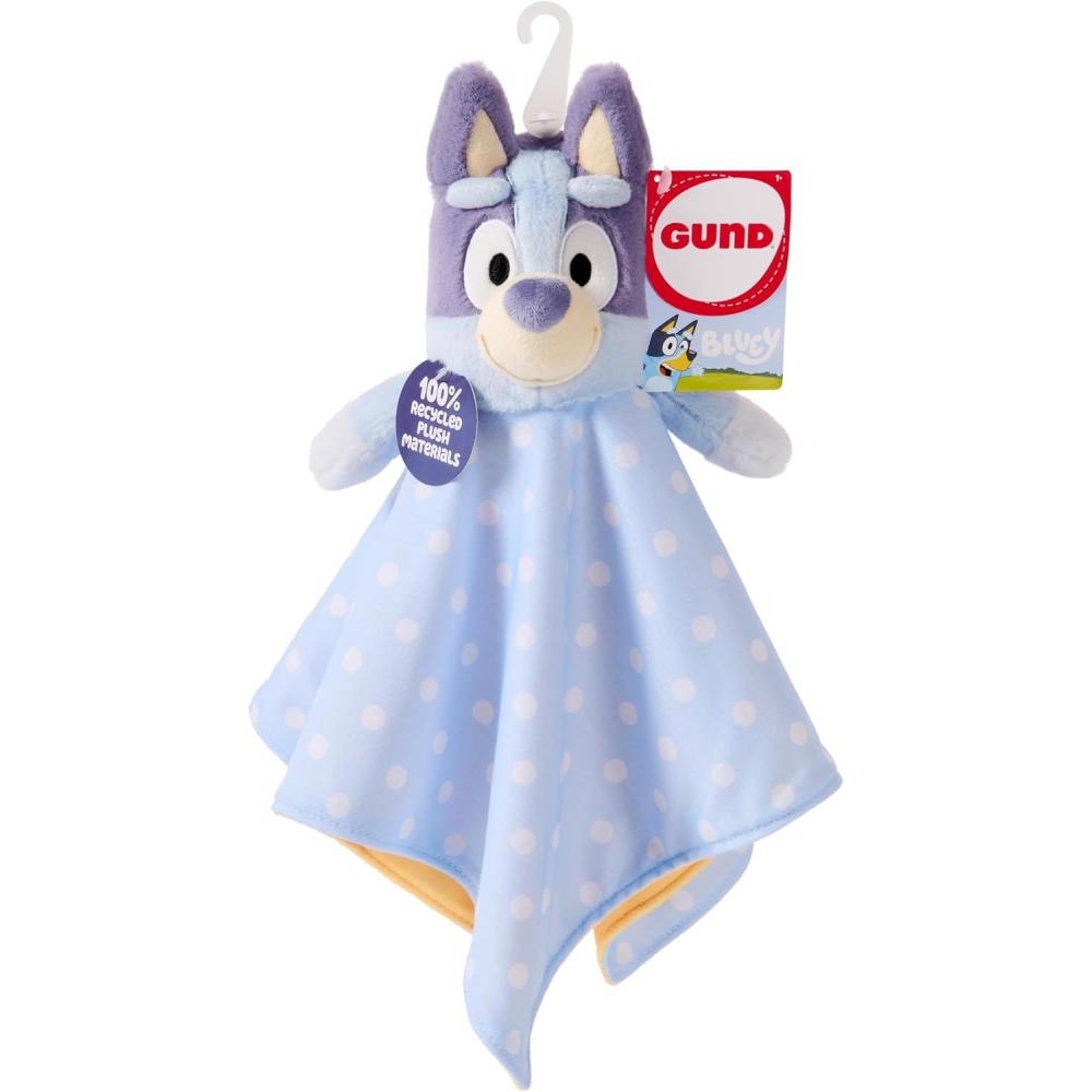 imageGUND Bluey Sustainably Soft Plush Lovey Made with Recycled Materials Baby Blanket with Stuffed Animal Blue 13