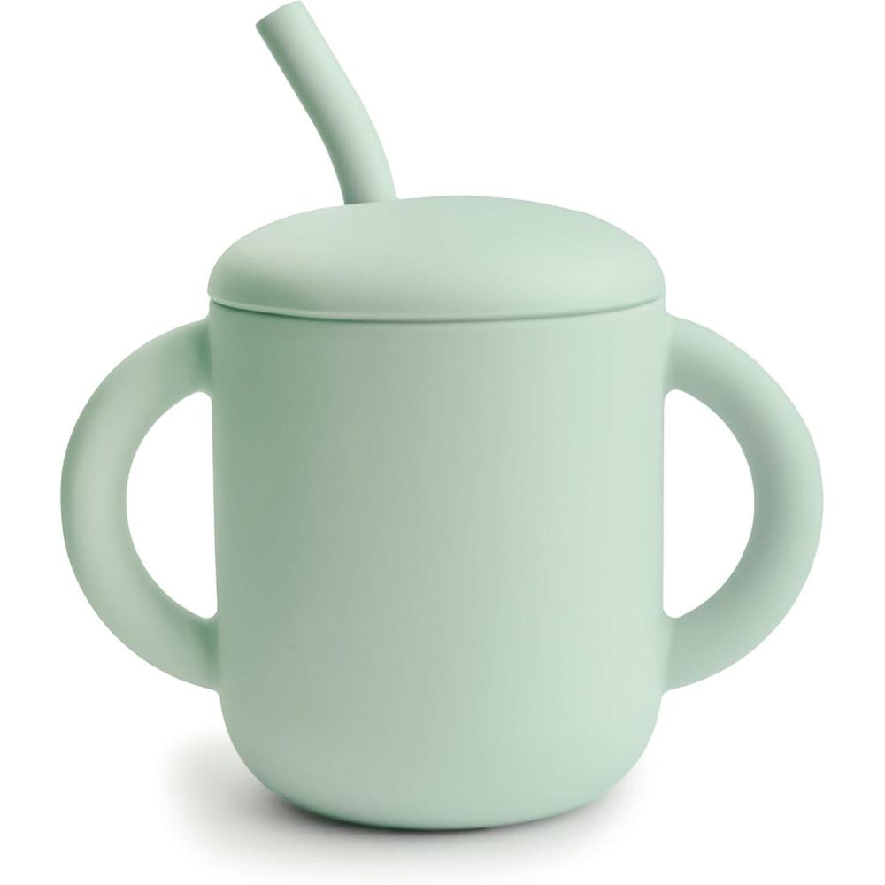 imagemushie x Bluey 100 Silicone Training Cup amp Straw for Toddlers  6 Months Bluey SageCambridge Blue