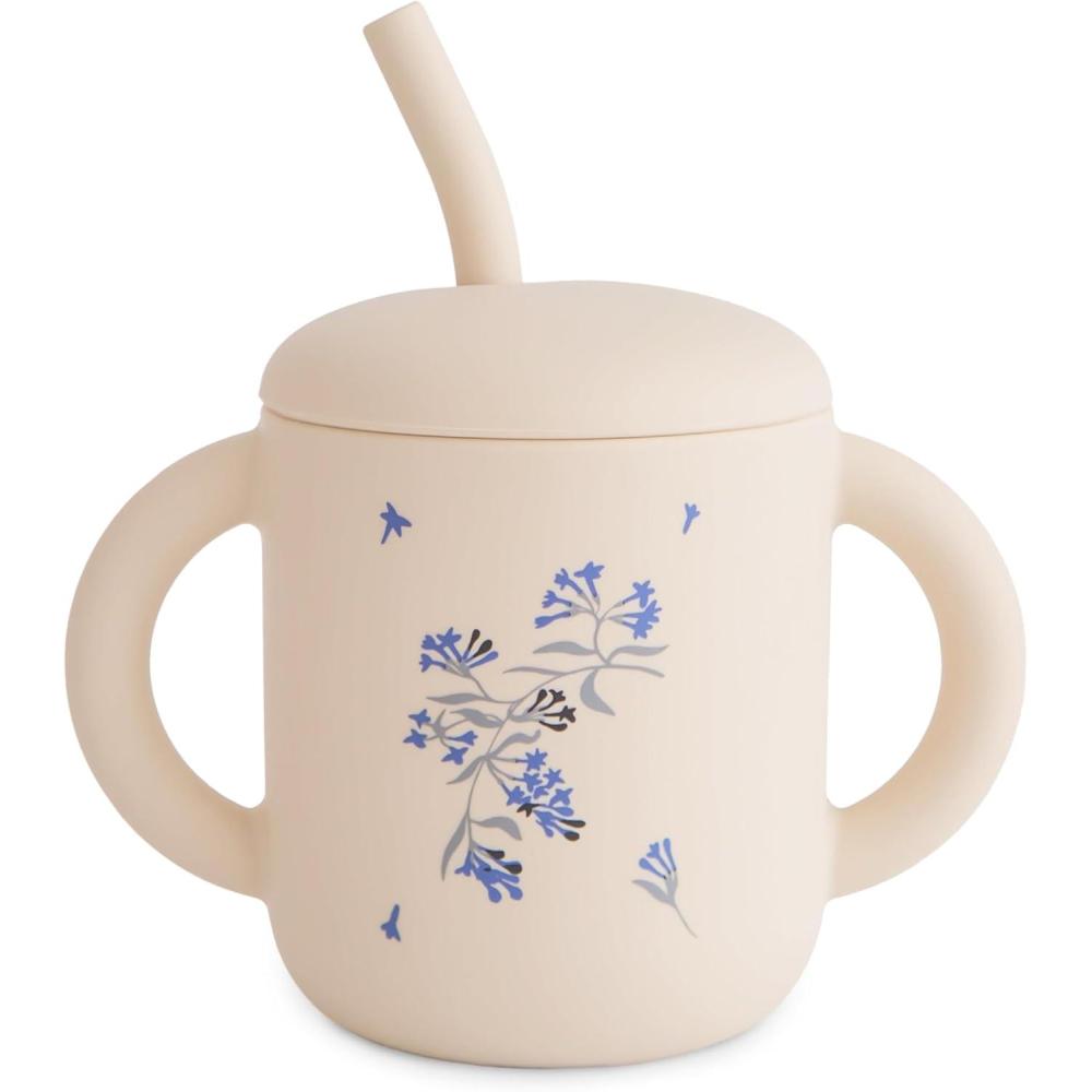 imagemushie x Bluey 100 Silicone Training Cup amp Straw for Toddlers 6 Months Bluey SageLilac Flowers