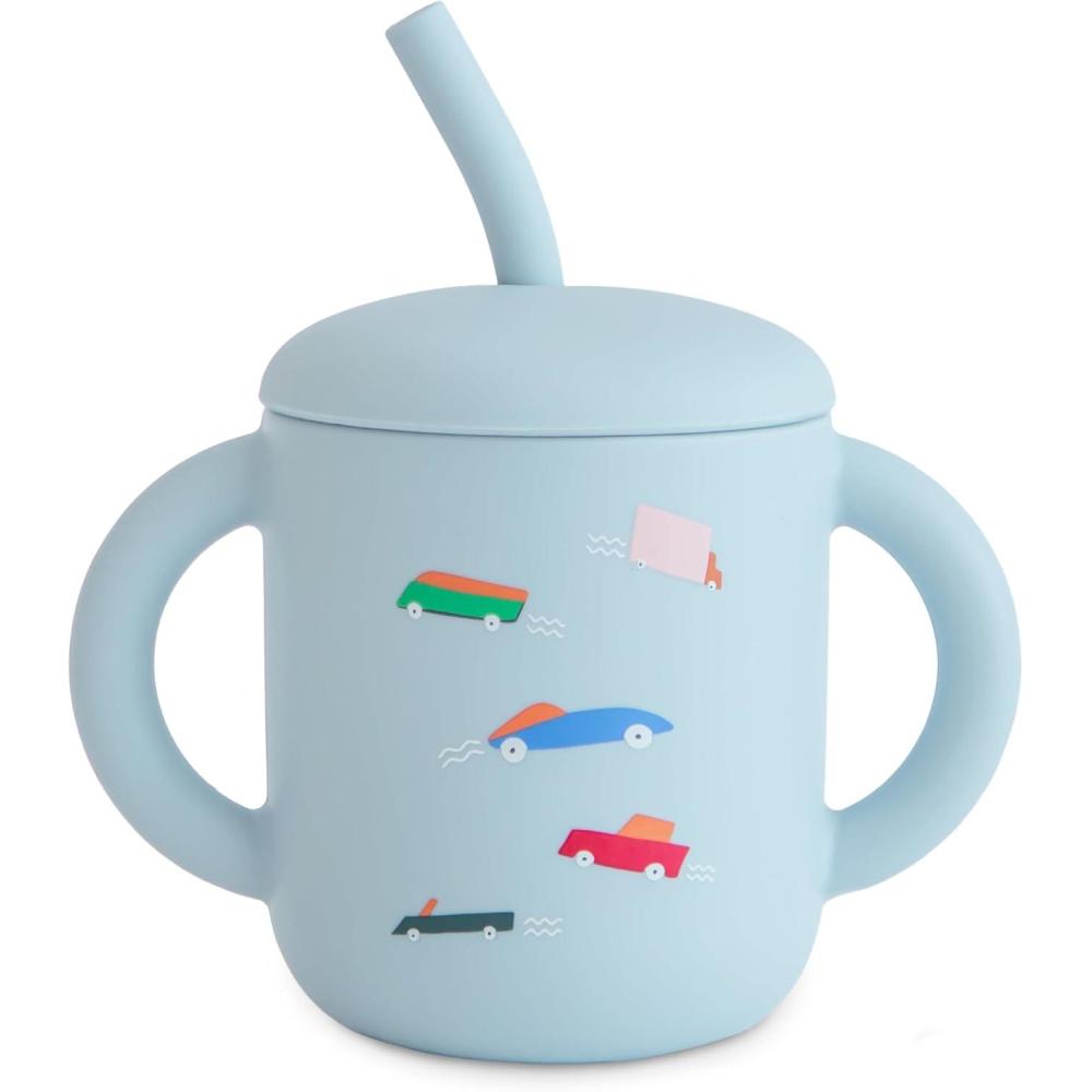 imagemushie x Bluey 100 Silicone Training Cup amp Straw for Toddlers  6 Months Bluey SageRetro Cars