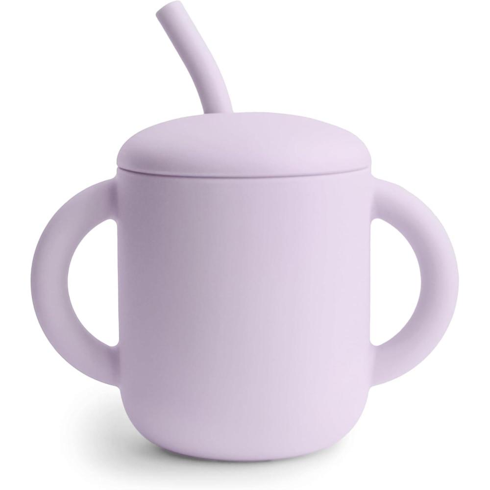 imagemushie x Bluey 100 Silicone Training Cup amp Straw for Toddlers  6 Months Bluey SageSoft Lilac