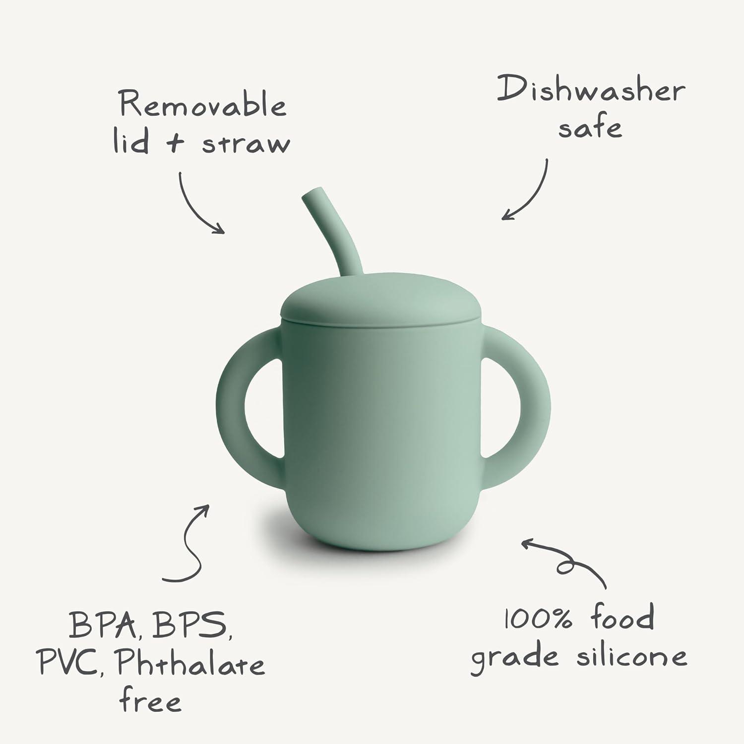 imagemushie x Bluey 100 Silicone Training Cup amp Straw for Toddlers 6 Months Bluey SageBlush