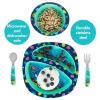 The First Years Bluey 4-Piece Place Setting – BPA Free Dishwasher Safe Toddler Dinnerware Set with Divided Plate, Bowl, Fork, Spoon – Multicolor(Baby Shark)