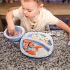 The First Years Bluey 4-Piece Place Setting – BPA Free Dishwasher Safe Toddler Dinnerware Set with Divided Plate, Bowl, Fork, Spoon – Multicolor(Bluey)