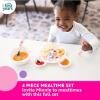 The First Years Bluey 4-Piece Place Setting – BPA Free Dishwasher Safe Toddler Dinnerware Set with Divided Plate, Bowl, Fork, Spoon – Multicolor(Disney Minnie Mouse and Daisy Duck Dinnerware Set)