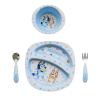 The First Years Bluey 4-Piece Place Setting – BPA Free Dishwasher Safe Toddler Dinnerware Set with Divided Plate, Bowl, Fork, Spoon – Multicolor(Bluey)