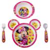 The First Years Bluey 4-Piece Place Setting – BPA Free Dishwasher Safe Toddler Dinnerware Set with Divided Plate, Bowl, Fork, Spoon – Multicolor(Disney Minnie Mouse)