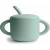 mushie x Bluey 100% Silicone Training Cup & Straw for Toddlers | 6 Months+ (Bluey Sage)(Cambridge Blue)