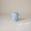 mushie x Bluey 100% Silicone Training Cup & Straw for Toddlers | 6 Months+ (Bluey Sage)(Retro Cars)
