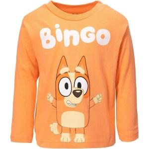 Bluey Bingo Chilli Mom Bandit Dad Long Sleeve Matching Family T-Shirt Toddler to Adult(Bingo  Orange)
