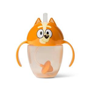 The First Years Bingo Weighted Straw Cup – Spill Proof Toddler Straw Cups with Flip Top Cover – Bluey Cups for Everyday Sipping – Toddler Feeding Supplies – 7 Ounce – Ages 6 Months and Up(Bingo)