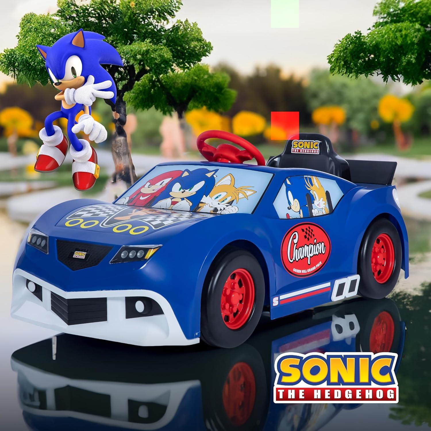 imageBluey 6V Ride On Car for Toddlers Interactive Electric Car for Kids with Sound Effects amp Music Riding Toy for Boys amp Girls Includes 6V Rechargeable Battery amp ChargerSonic The Hedgehog