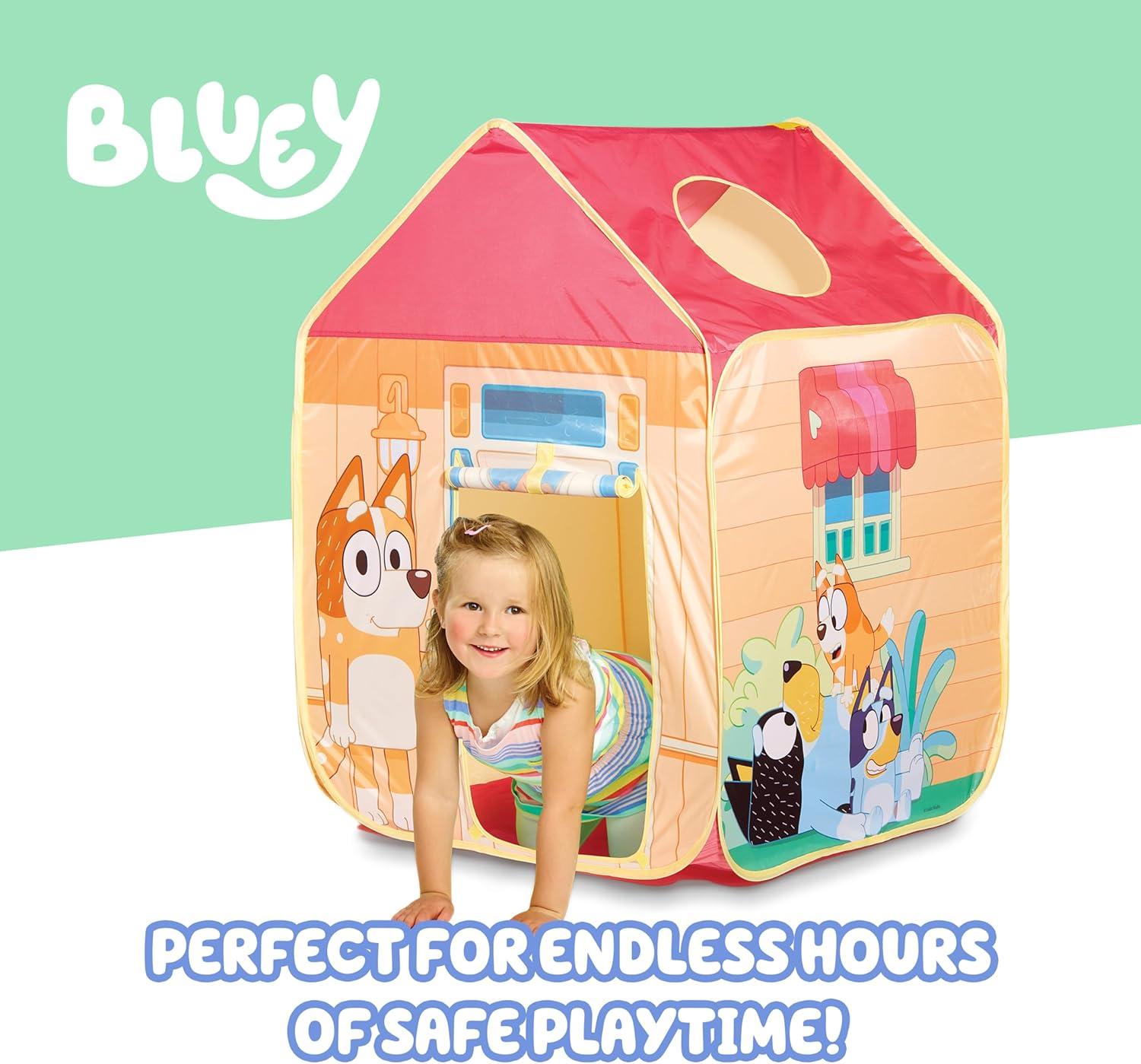 imageBluey Heeler 4WD PopUp Tent for Kids Easy Storage Pop Up Play Tent with Door Windscreen amp Peep Window Outdoor Toddler Playhouse for Ages 2Play Tent