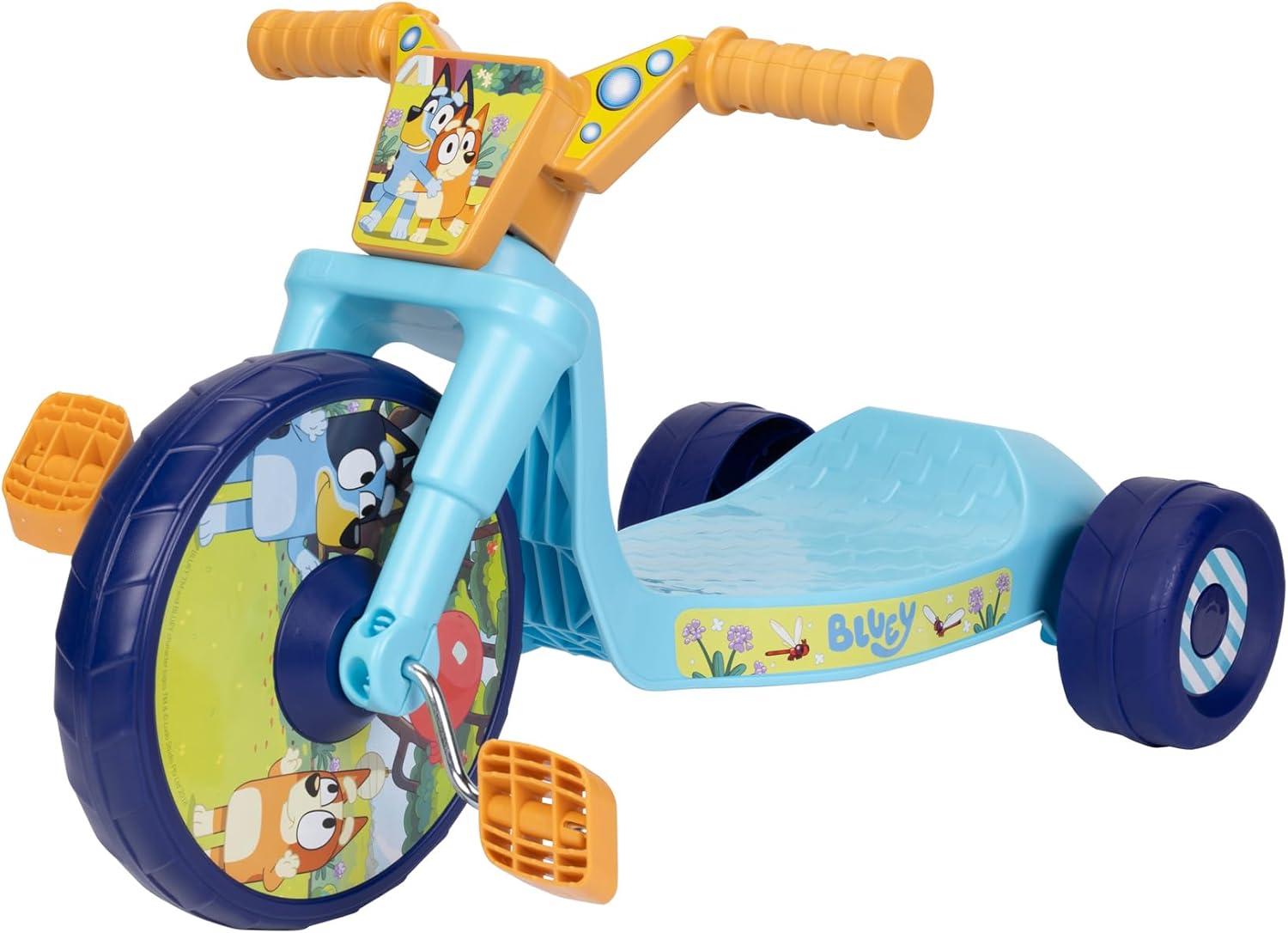 imageBluey Kids RideOn 10 Fly Wheels Junior Cruiser Tricycle with Sounds Toddler Bike Trike Ages 1836M for Kids 3335 Tall 35 lbs Weight Limit