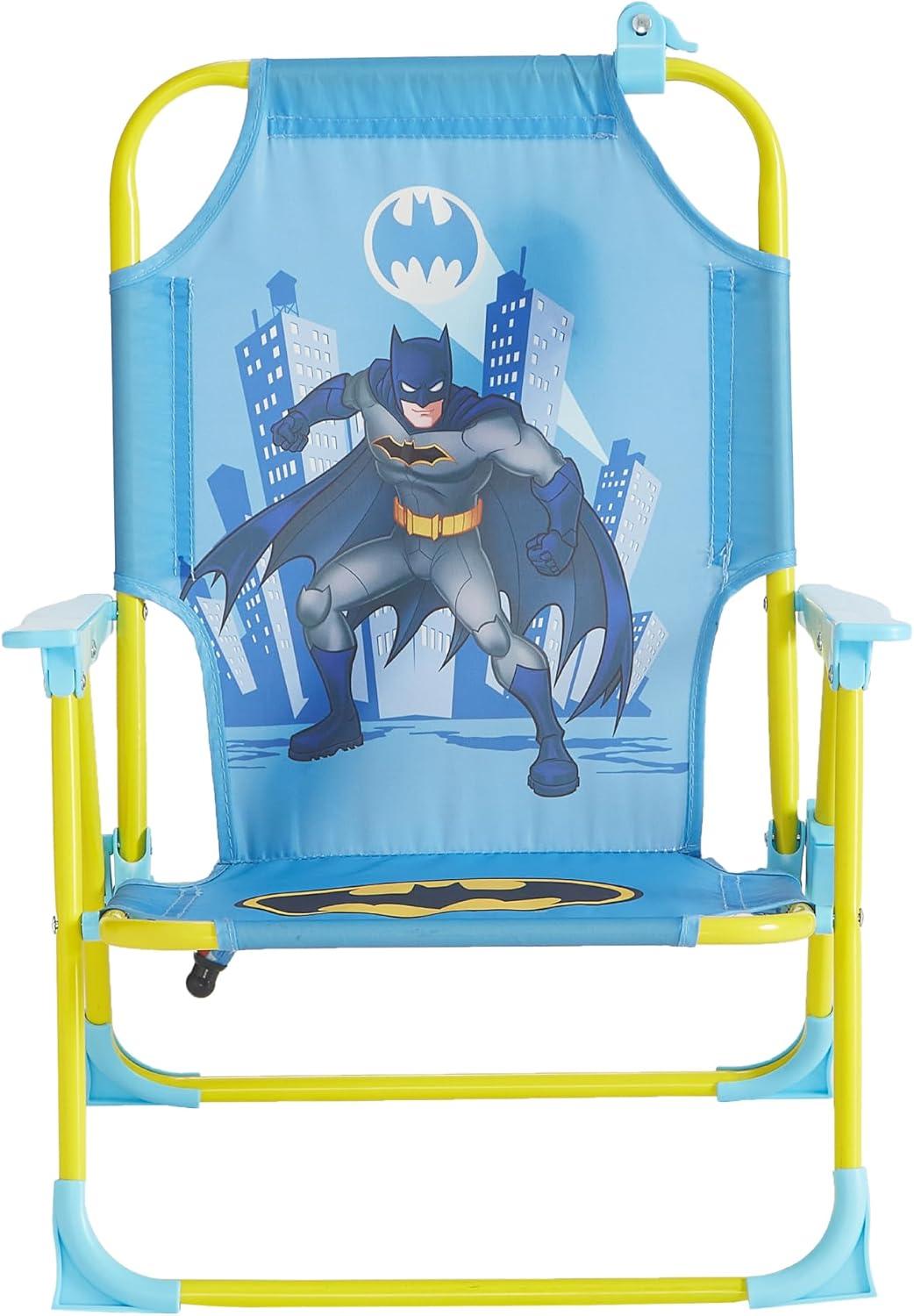 imageIdea Nuova Bluey Kids Outdoor Folding Beach Chair with UmbrellaPortable Camp Chair for Ages 3 Lightweight amp Compact for Beach Camping and BackyardBatman
