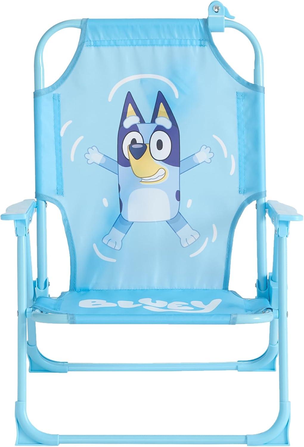 imageIdea Nuova Bluey Kids Outdoor Folding Beach Chair with UmbrellaPortable Camp Chair for Ages 3 Lightweight amp Compact for Beach Camping and BackyardBluey