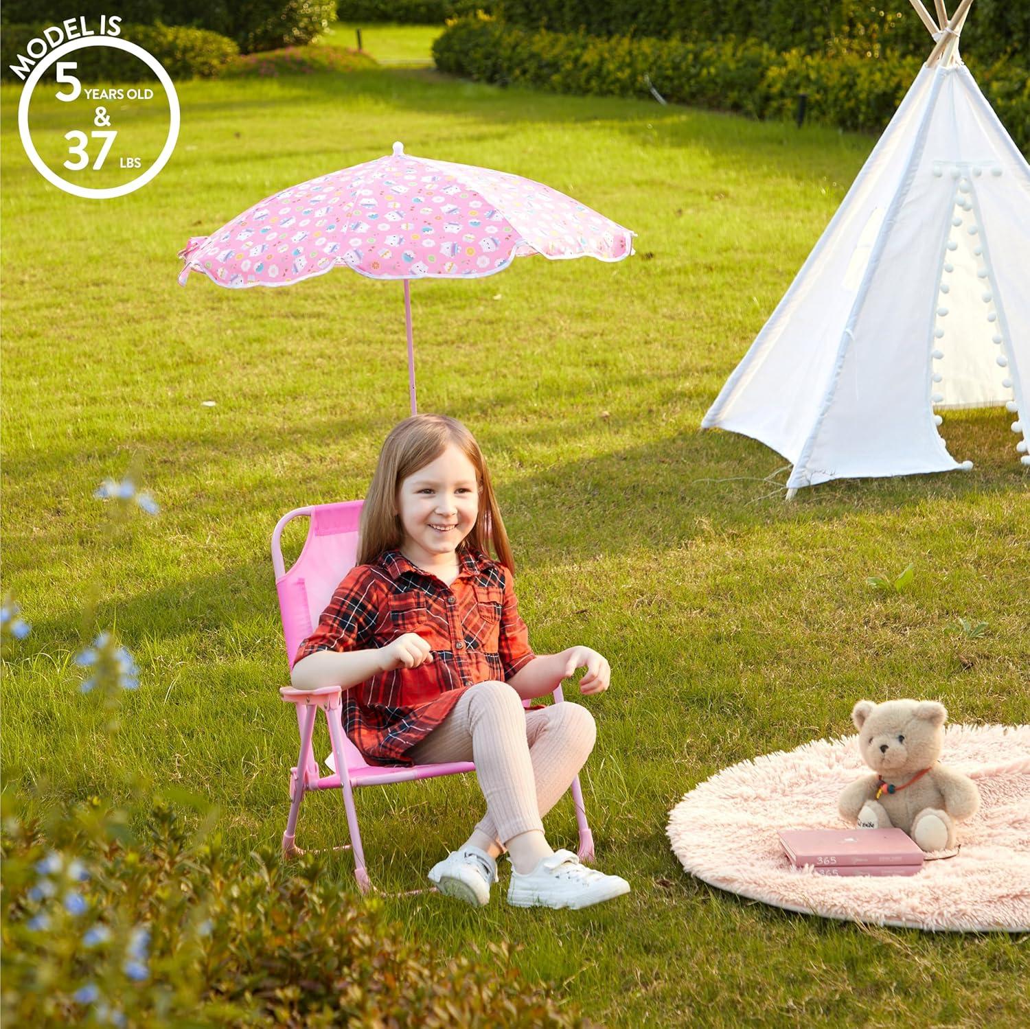 imageIdea Nuova Bluey Kids Outdoor Folding Beach Chair with UmbrellaPortable Camp Chair for Ages 3 Lightweight amp Compact for Beach Camping and BackyardGabbys Dollhouse