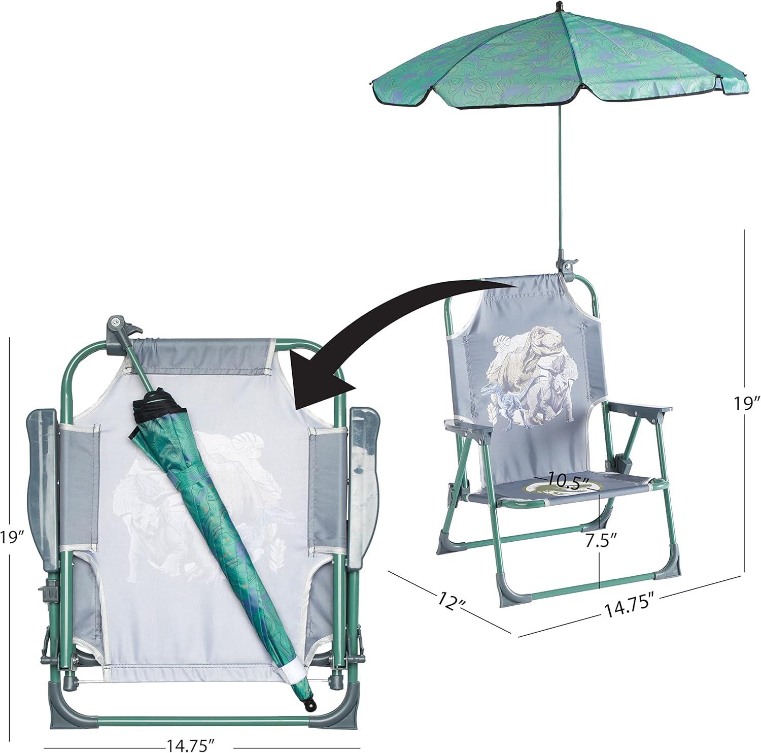 imageIdea Nuova Bluey Kids Outdoor Folding Beach Chair with UmbrellaPortable Camp Chair for Ages 3 Lightweight amp Compact for Beach Camping and BackyardJurassic World