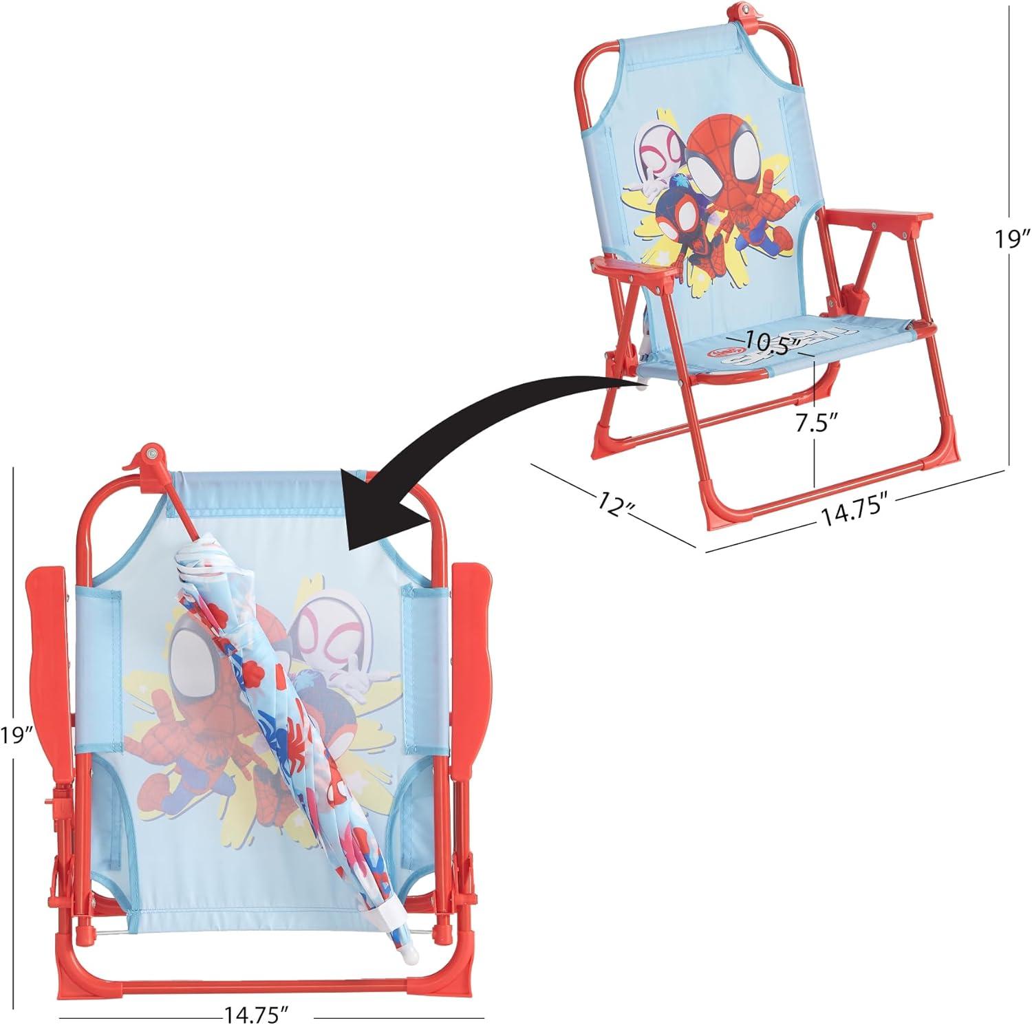 imageIdea Nuova Bluey Kids Outdoor Folding Beach Chair with UmbrellaPortable Camp Chair for Ages 3 Lightweight amp Compact for Beach Camping and BackyardSpidey and His Amazing Friends
