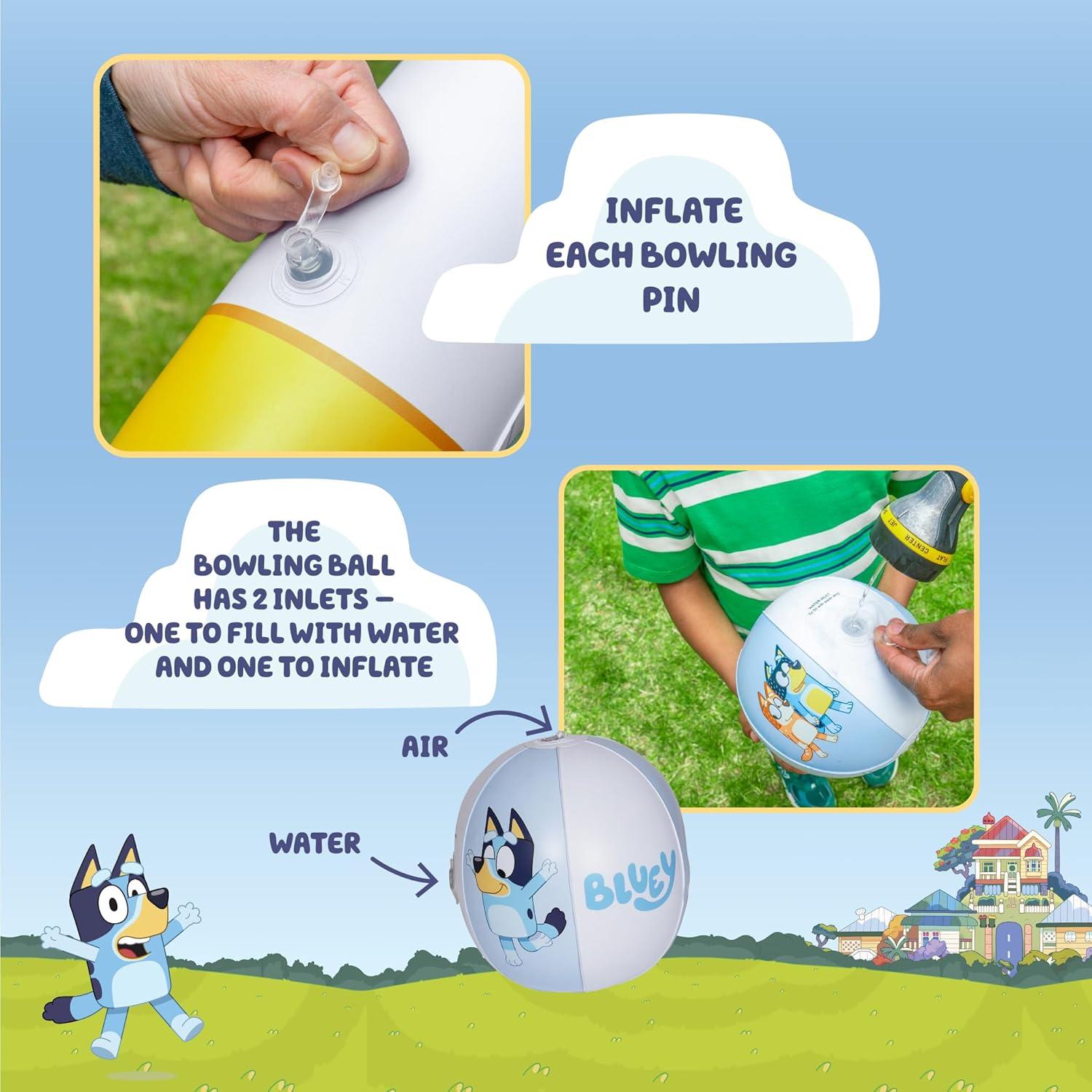 imageLittle Kids BLUEY Inflatable Bowling Set Indoor Outdoor Kids Bowling Set 6 Pins and Ball Christmas Birthday Party Games Kids Education Motor Skills Toys