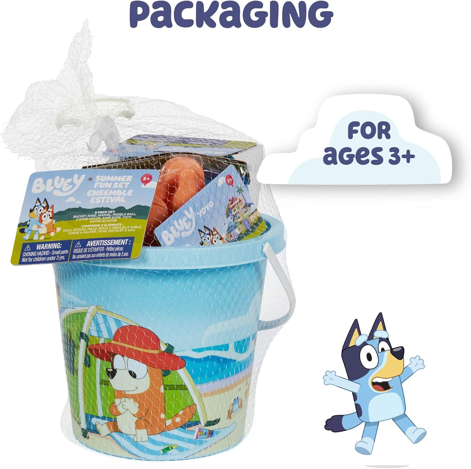 imageLittle Kids Bluey Beach Toys Set 9pc Sand Toys amp Beach Bucket Ages 310
