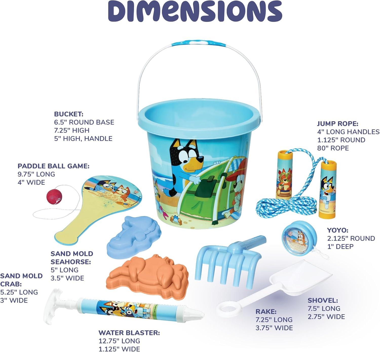 imageLittle Kids Bluey Beach Toys Set 9pc Sand Toys amp Beach Bucket Ages 310
