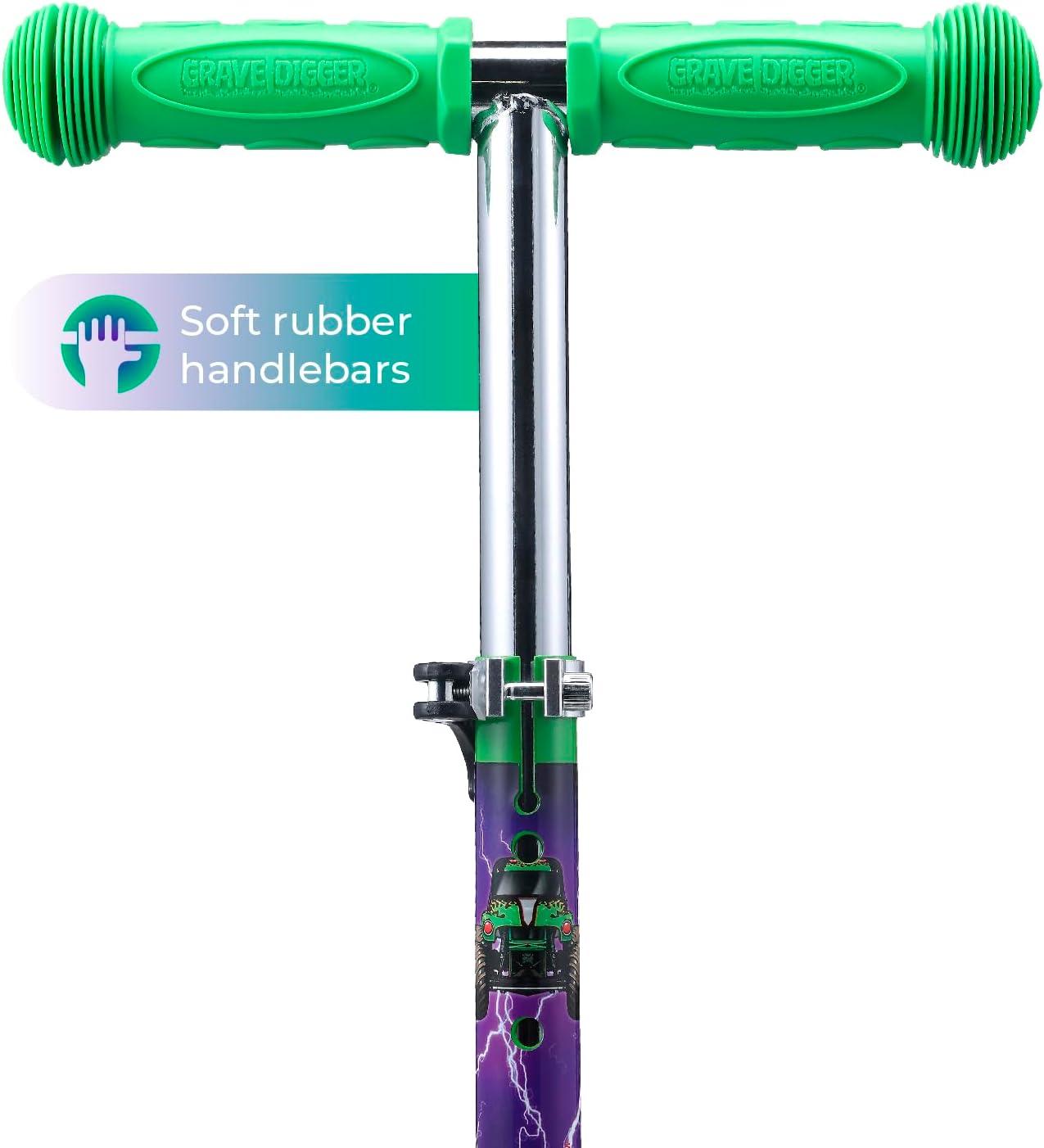 imageSelf Balancing Kick Scooter with Light Up Wheels Extra Wide Deck 3 Wheel Platform Foot Activated Brake 75 lbs Limit Kids amp Toddlers Girls or Boys for Ages 3 and UpMonster Jam