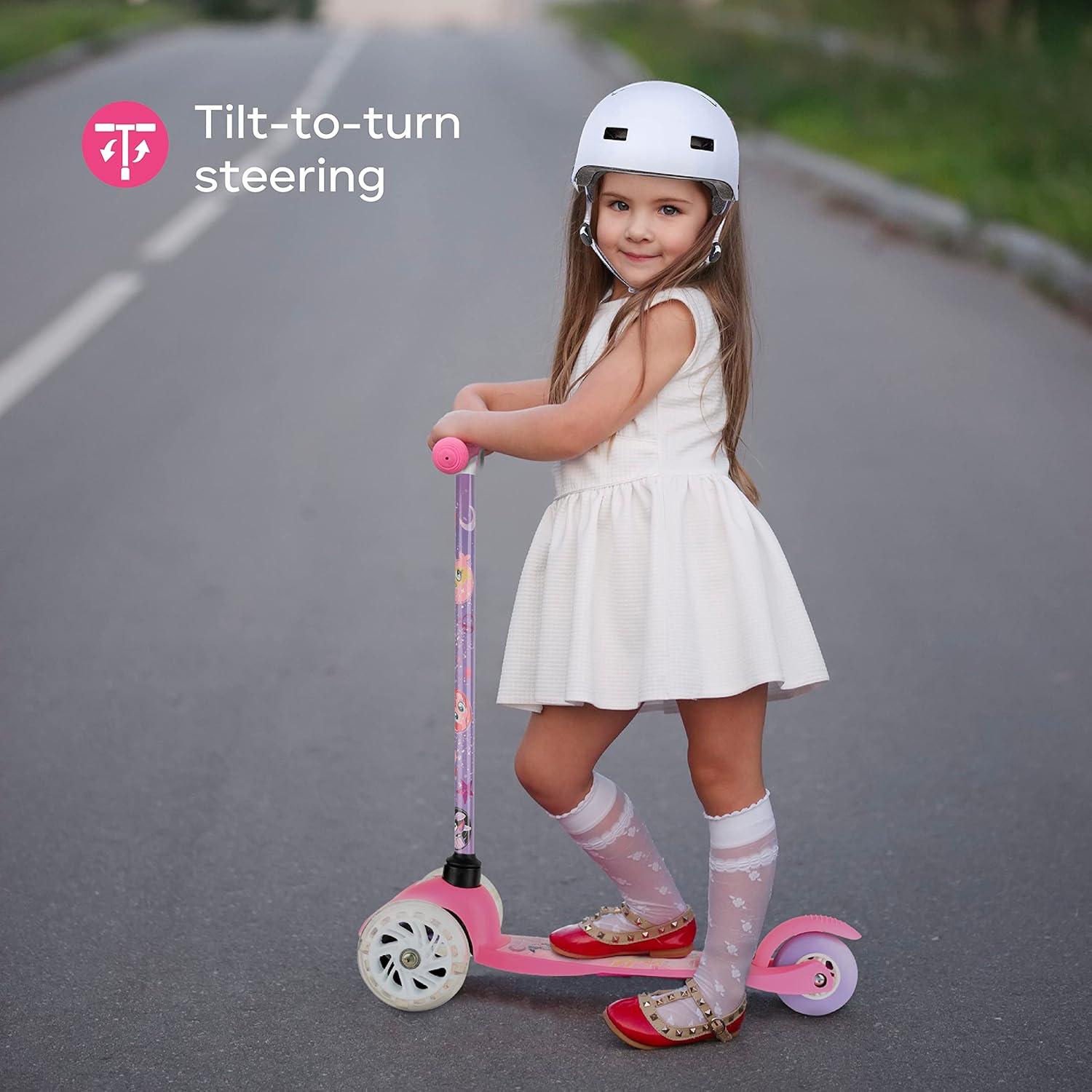 imageSelf Balancing Kick Scooter with Light Up Wheels Extra Wide Deck 3 Wheel Platform Foot Activated Brake 75 lbs Limit Kids amp Toddlers Girls or Boys for Ages 3 and UpMy Little Pony