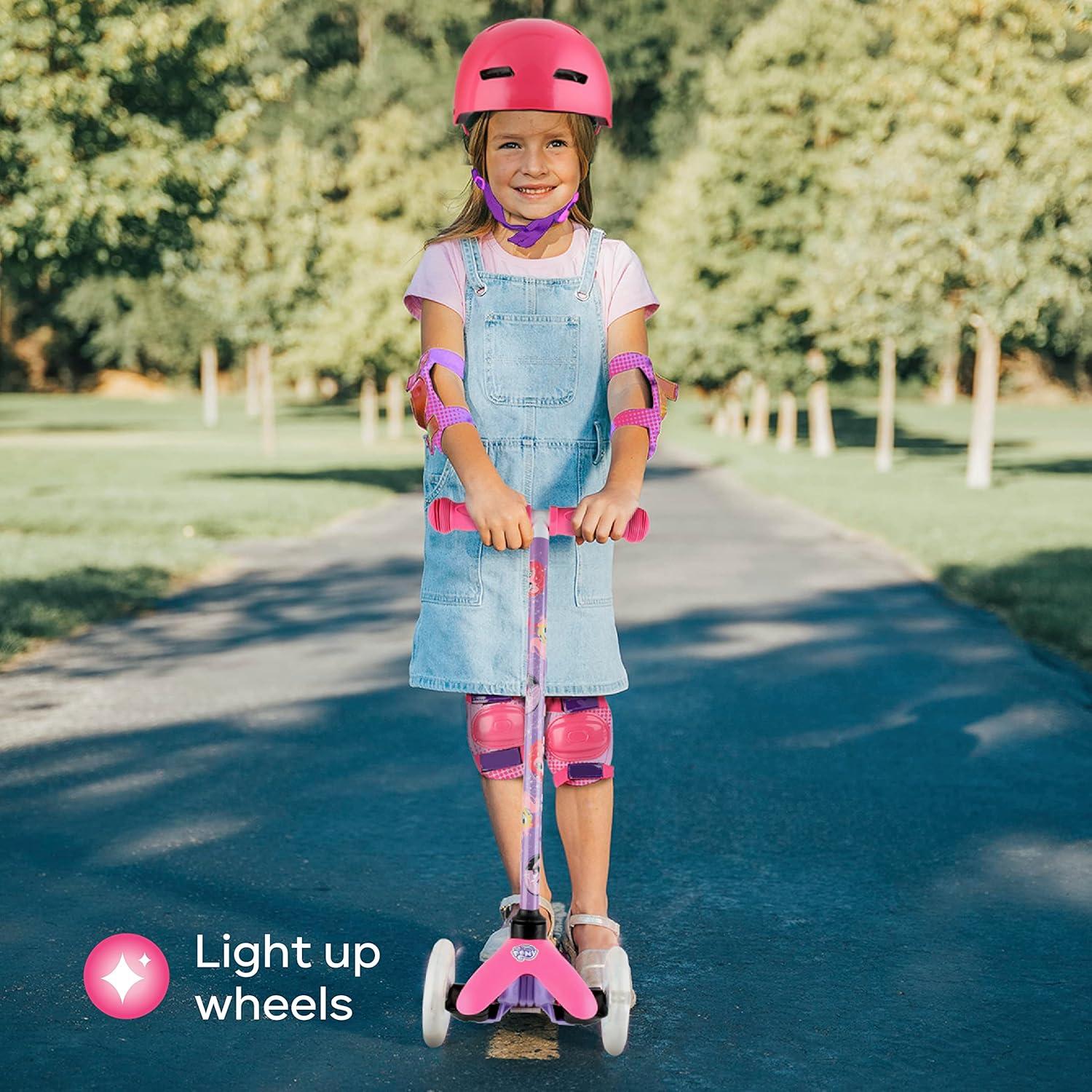 imageSelf Balancing Kick Scooter with Light Up Wheels Extra Wide Deck 3 Wheel Platform Foot Activated Brake 75 lbs Limit Kids amp Toddlers Girls or Boys for Ages 3 and UpMy Little Pony