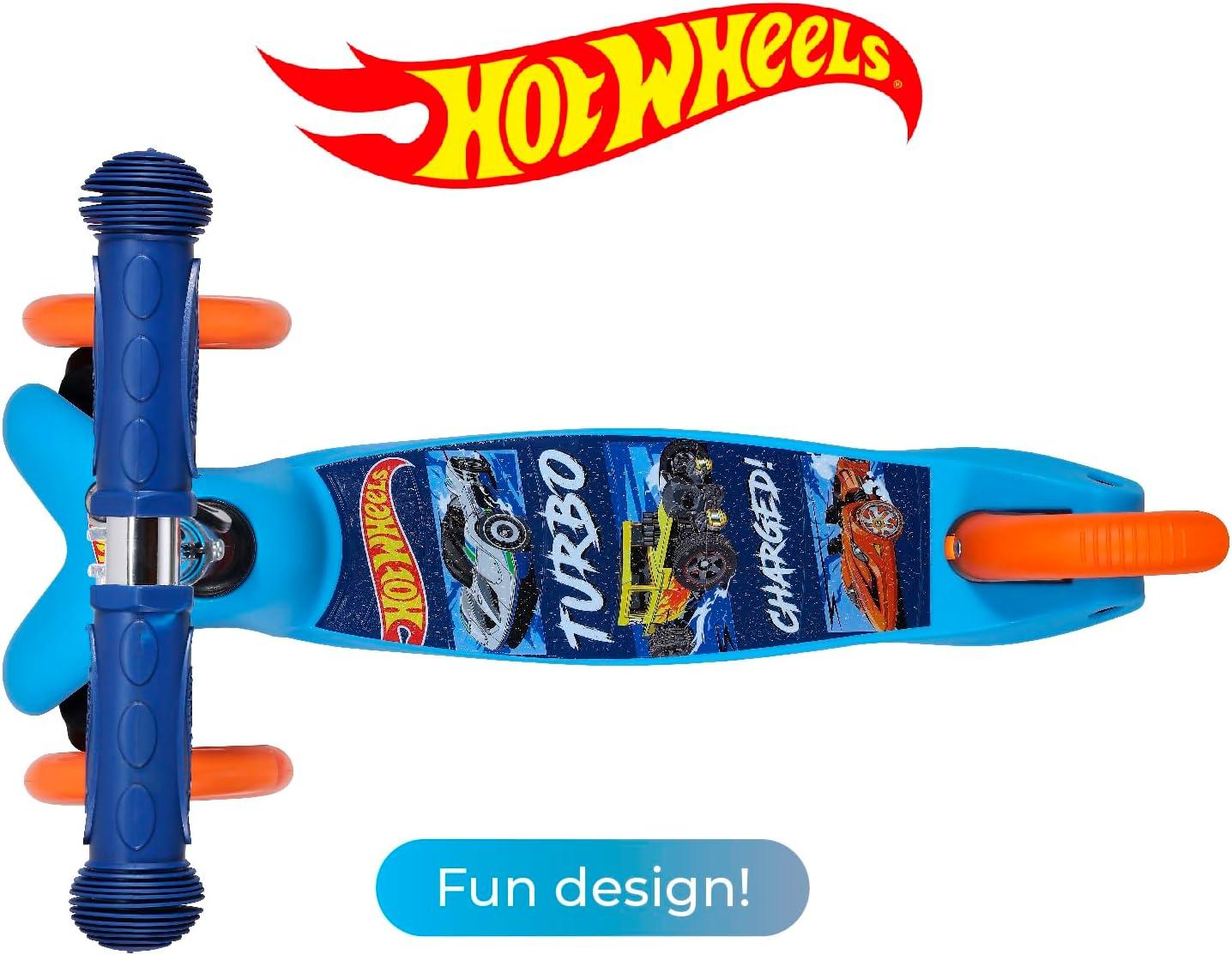 imageSelf Balancing Kick Scooter with Light Up Wheels Extra Wide Deck 3 Wheel Platform Foot Activated Brake 75 lbs Limit Kids amp Toddlers Girls or Boys for Ages 3 and UpHot Wheels