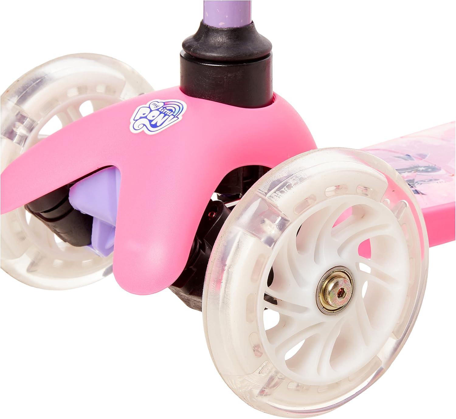 imageSelf Balancing Kick Scooter with Light Up Wheels Extra Wide Deck 3 Wheel Platform Foot Activated Brake 75 lbs Limit Kids amp Toddlers Girls or Boys for Ages 3 and UpMy Little Pony