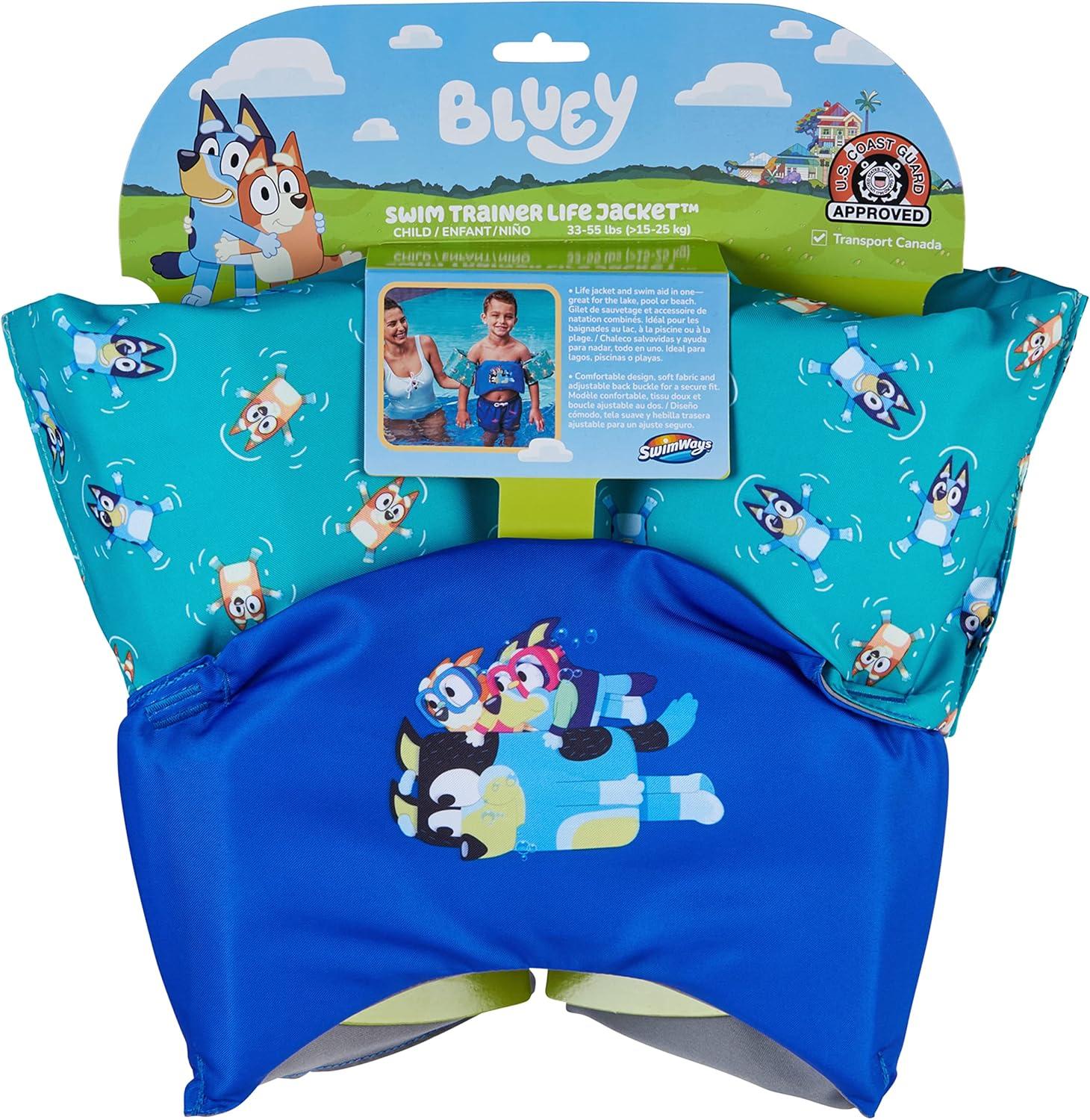 imageSwimWays Swim Trainer US Coast Guard Approved Life Vest Kids Swim VestBluey