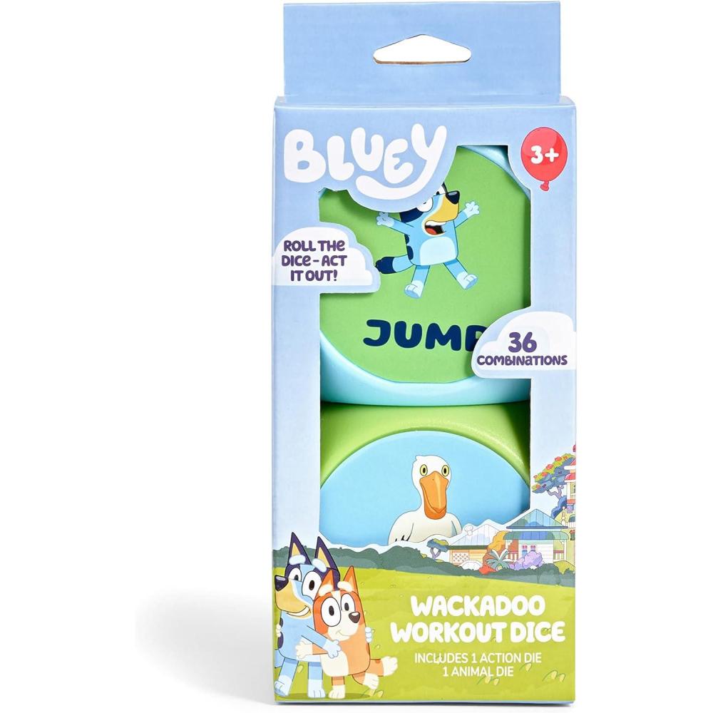 imageBLUEY Wackadoo Dice Imagination Act Out the Action Game Family Game Night for All Ages Creative and Engaging Fun for All Featuring Bluey and Bingo with 36 unique and silly combinationsBLUEY