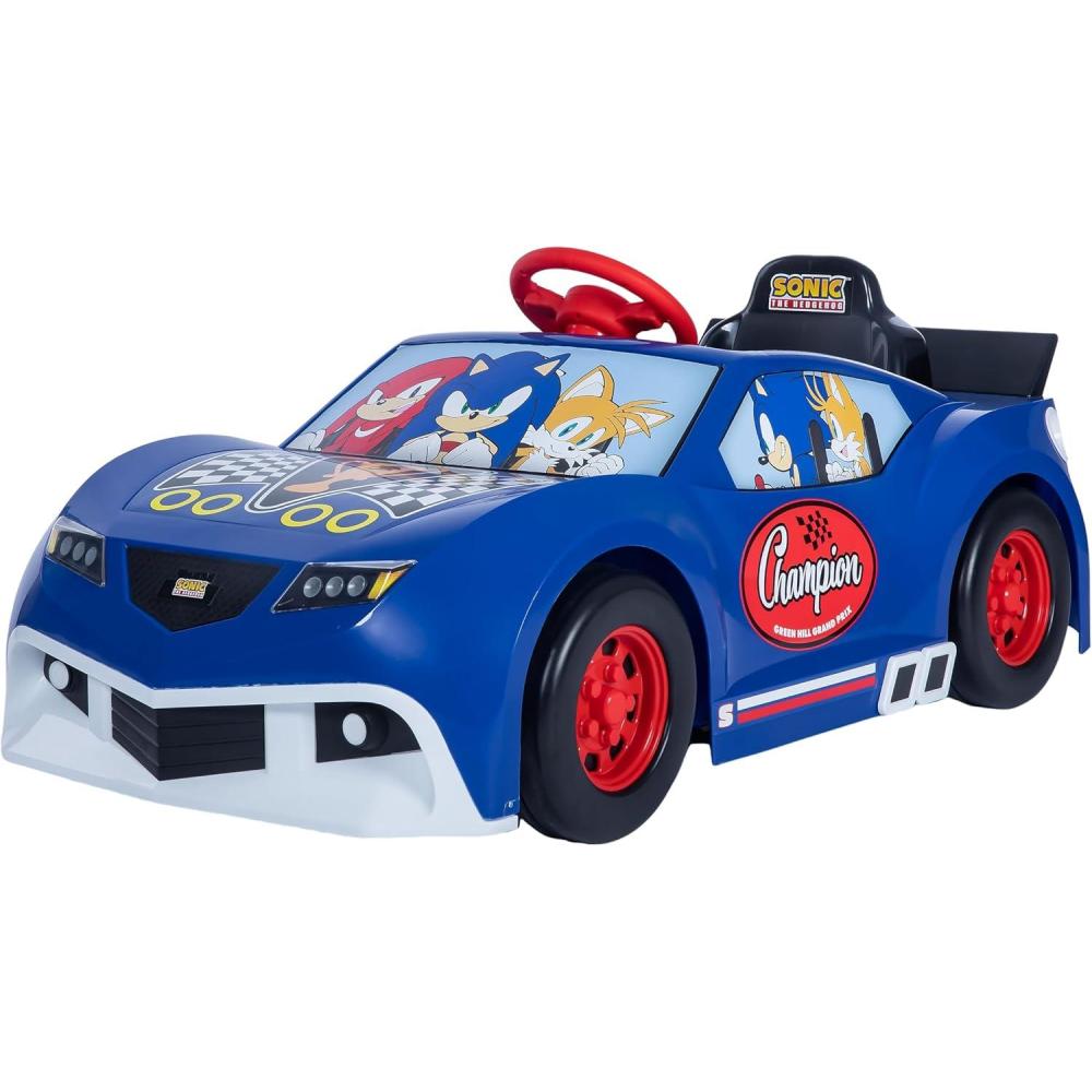 imageBluey 6V Ride On Car for Toddlers Interactive Electric Car for Kids with Sound Effects amp Music Riding Toy for Boys amp Girls Includes 6V Rechargeable Battery amp ChargerSonic The Hedgehog