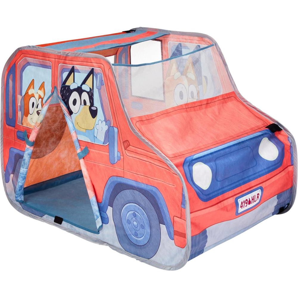 imageBluey Heeler 4WD PopUp Tent for Kids Easy Storage Pop Up Play Tent with Door Windscreen amp Peep Window Outdoor Toddler Playhouse for Ages 2Heeler 4WD Pop Up Play Tent