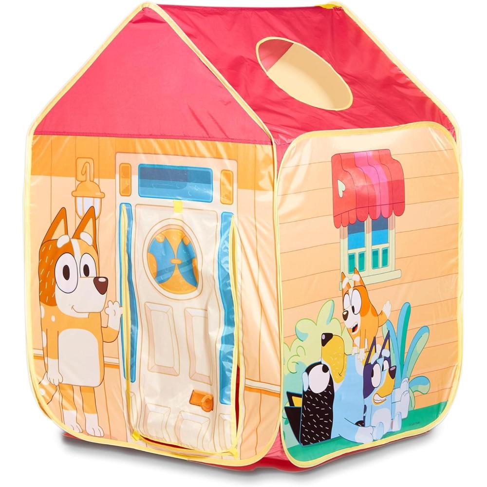 imageBluey Heeler 4WD PopUp Tent for Kids Easy Storage Pop Up Play Tent with Door Windscreen amp Peep Window Outdoor Toddler Playhouse for Ages 2Play Tent