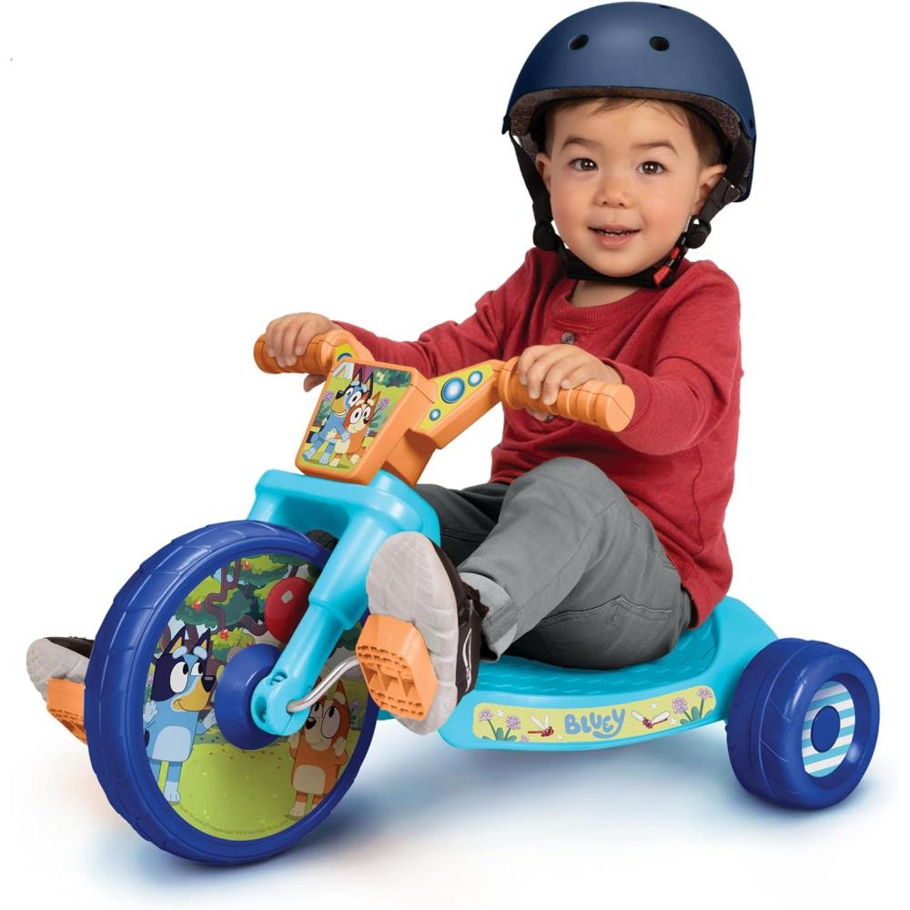 imageBluey Kids RideOn 10 Fly Wheels Junior Cruiser Tricycle with Sounds Toddler Bike Trike Ages 1836M for Kids 3335 Tall 35 lbs Weight Limit