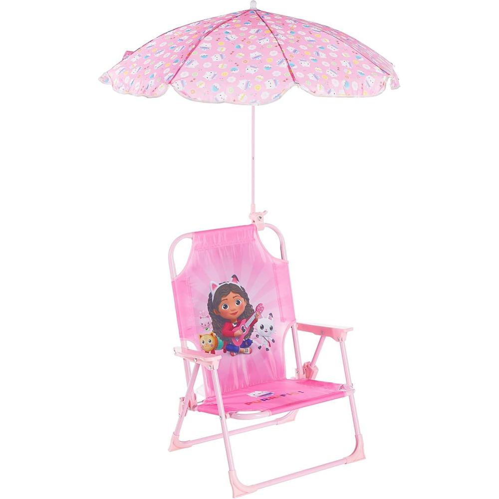 imageIdea Nuova Bluey Kids Outdoor Folding Beach Chair with UmbrellaPortable Camp Chair for Ages 3 Lightweight amp Compact for Beach Camping and BackyardGabbys Dollhouse