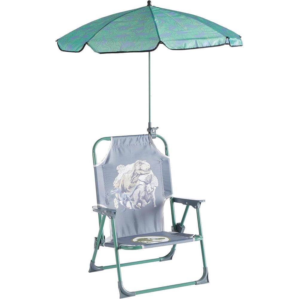 imageIdea Nuova Bluey Kids Outdoor Folding Beach Chair with UmbrellaPortable Camp Chair for Ages 3 Lightweight amp Compact for Beach Camping and BackyardJurassic World