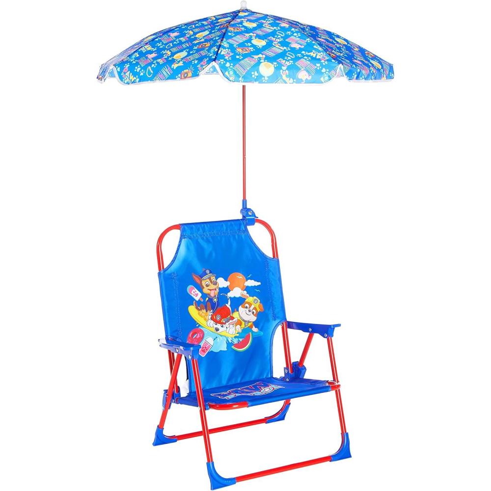 imageIdea Nuova Bluey Kids Outdoor Folding Beach Chair with UmbrellaPortable Camp Chair for Ages 3 Lightweight amp Compact for Beach Camping and BackyardPaw Patrol