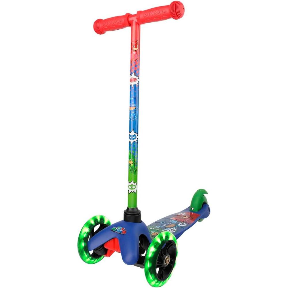 imageSelf Balancing Kick Scooter with Light Up Wheels Extra Wide Deck 3 Wheel Platform Foot Activated Brake 75 lbs Limit Kids amp Toddlers Girls or Boys for Ages 3 and UpPJ Mask