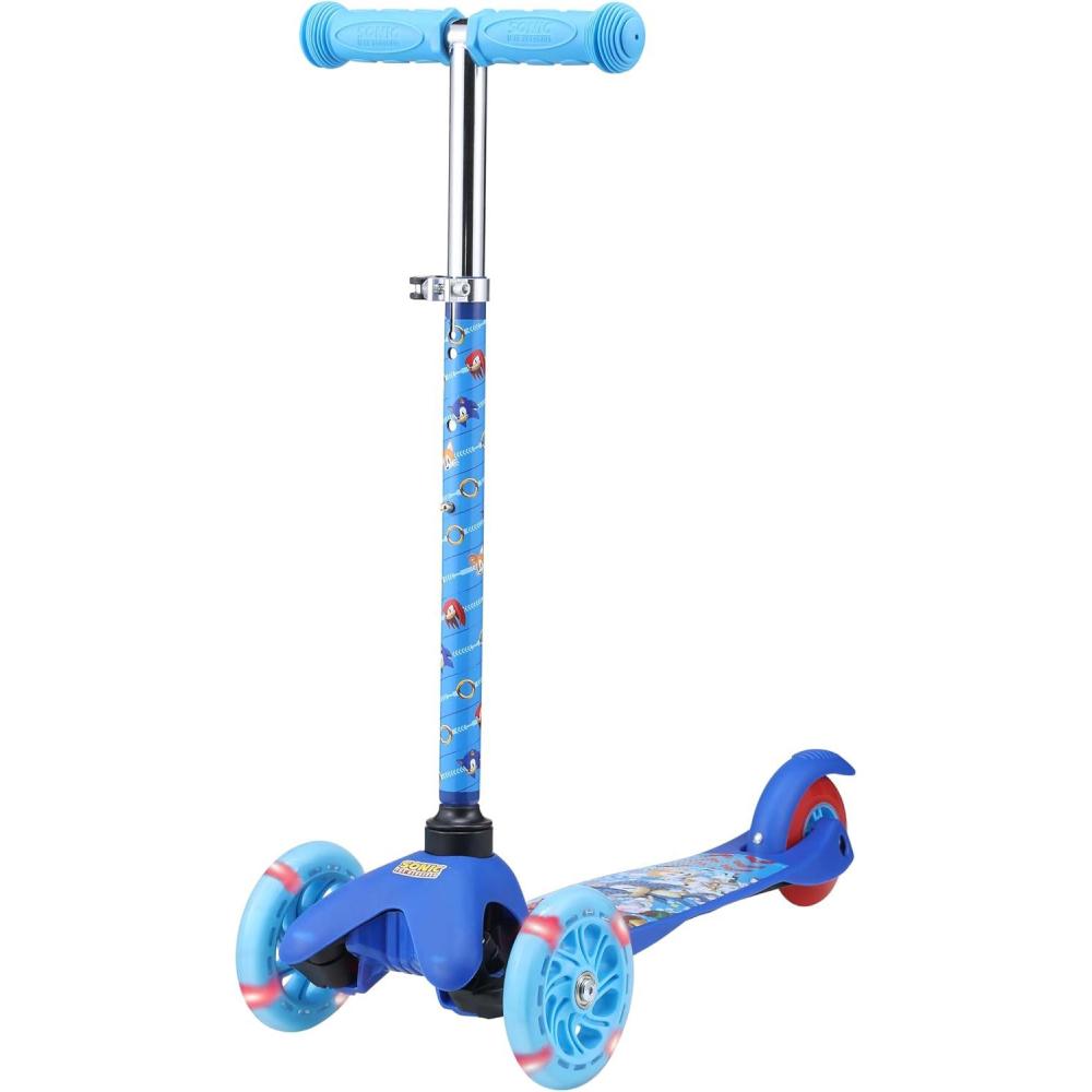 imageSelf Balancing Kick Scooter with Light Up Wheels Extra Wide Deck 3 Wheel Platform Foot Activated Brake 75 lbs Limit Kids amp Toddlers Girls or Boys for Ages 3 and UpSonic